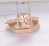 10KT Rose Gold Filled Princess Cut/ 3 pcs - Avas Collection