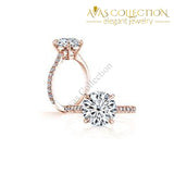Four Prong 3 Ct Round Brilliant Cut Engagement Ring Rings