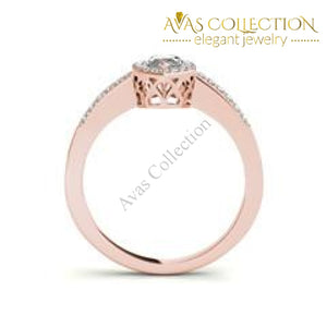 Marquise Cut 1 Ct Halo Style Engagement Ring Rose/white/ Yellow Gold Finish Rings