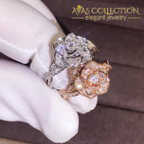 Unique Luxury Jewelry White R&rose Gold Fill Promise Ring Simulated Diamonds 6 / Silver Rose Wedding
