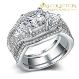 14kt White&Gold Filled Princess Cut 3 in 1 Wedding Ring - Avas Collection