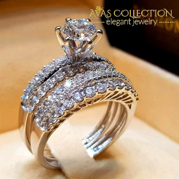 Midnight Sparkle Wedding Ring Set Engagement Rings