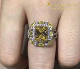 Luxury Jewelry 925 Silver Fill Princess Cut Multi Color 6 / Yellow Cz Engagement Rings