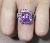 Luxury Jewelry 925 Silver Fill Princess Cut Multi Color 6 / Pink Cz Engagement Rings
