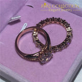 3Ct Rose Gold Filled Wedding Ring Set Forever Love Engagement Rings