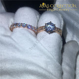 3Ct Rose Gold Filled Wedding Ring Set Forever Love Engagement Rings