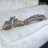 Crown Rose Gold Filled Wedding Ring Set - Avas Collection