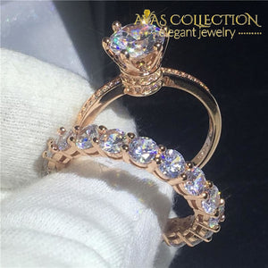 Crown Rose Gold Filled Wedding Ring Set - Avas Collection