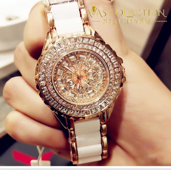Fashion Watch Crystal Dress In Gold Or Silver Womens Watches