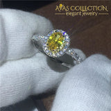 Yellow Oval Ring 10k White Gold Filled - Avas Collection