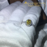 Yellow Oval Ring 10k White Gold Filled - Avas Collection