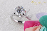 Romantic Flower Shaped Inlay 3 Carat Engagement Ring - Avas Collection