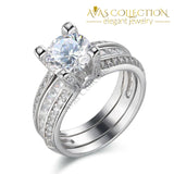 2Ct  Solid 925 Sterling Silver Wedding Ring Set/ - Avas Collection