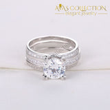 2Ct  Solid 925 Sterling Silver Wedding Ring Set/ - Avas Collection