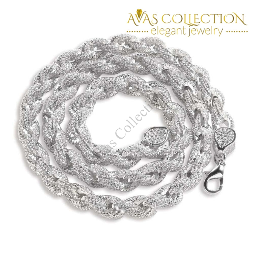 Hip Hop Full Iced Out 8mm 22inch Rope Chain Necklace Twisted