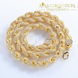 Hip Hop Full Iced Out 8Mm 22Inch Rope Chain Necklace Twisted Gold Color / Necklaces