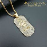 King Crown Pendant Necklace Iced Out With 3Mm Box Chain N1396 Necklaces