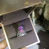 Crown Ring Pink Stone Water Drop Rings