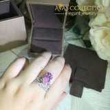 Crown Ring Pink Stone Water Drop Rings