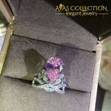 Crown Ring Pink Stone Water Drop Rings