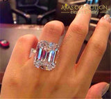 Big Austrian Crystal Princess Cut Stone Ring 6 Engagement Rings