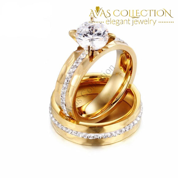 Silver/ Gold Lovers Ring Set - Avas Collection