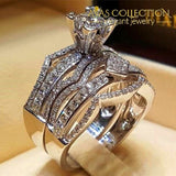 Luxury Big Stone Ring Set Fashion Queen Wedding Engagement Rings