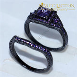 Luxury Engagement Wedding Bands 10Kt Black Gold Filled Purple/blue/ Pink/ Birthstone Stone Rings