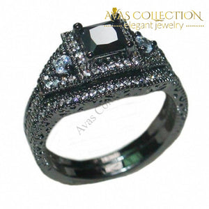 Luxury Engagement Wedding Bands 10Kt Black Gold Filled Purple/blue/ Pink/ Birthstone Stone Rings