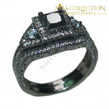 Luxury Engagement Wedding Bands 10Kt Black Gold Filled Purple/blue/ Pink/ Birthstone Stone 5 / White