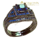 Luxury Engagement Wedding Bands 10Kt Black Gold Filled Purple/blue/ Pink/ Birthstone Stone 5 / Blue