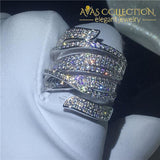 Luxury Female Cross Ring 925 Sterling Silver Aaaaa Cz Stone Big Engagement Wedding Band For Women