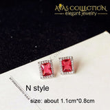 Luxury Rose Red Stone Earrings Collection Drop