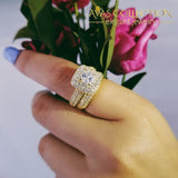 Luxury Bold Wedding Ring Engagement Simulated Diamonds 6 Rings