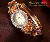 Luxury Flower Pattern Wristwatch Womens Watches