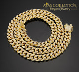 Iced Out Miami Cuban Chain Link Yellow Gold Filled / 24Inch Necklaces