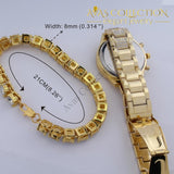 Iced Out Hip Hop Gold 8Mm 8.26 Cz Bracelet Watch Set Jewelry Gift Sets
