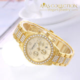 Iced Out Hip Hop Gold 8Mm 8.26 Cz Bracelet Watch Set Jewelry Gift Sets