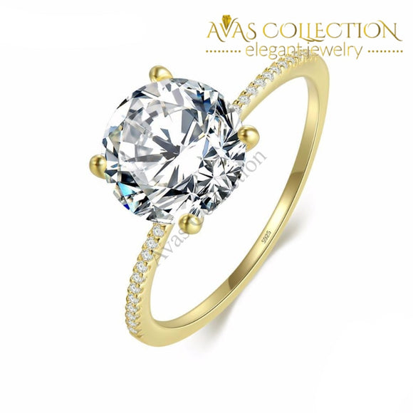 Round Cut 14k Yellow Gold/ 18k White Gold Filled/ 925 Engagement Ring/Promise Ring/ Anniversary - Avas Collection