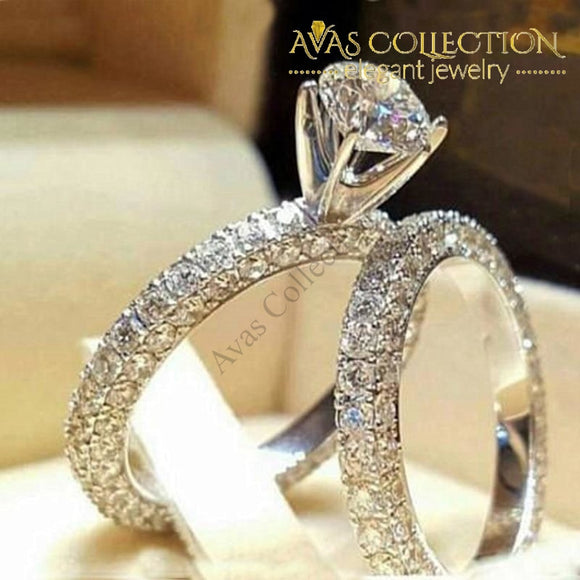 Wedding Ring Set 15158 Simulated Diamonds Engagement Rings