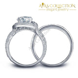 Luxury Bridal Wedding Ring Set Solid 925 Silver/ High Polished - Avas Collection