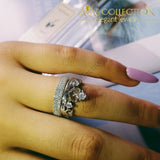 Elegant Crown Wedding Set Solid 925 Silver Couple Ring Rings