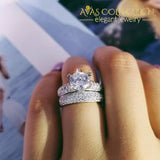 Elegant Wedding Ring Set Solid 925 Silver Simulated Diamonds Rings