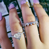 Heart Wedding Ring Set Solid 925 Silver Simulated Diamonds Rings