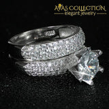 Solid 925 Silver Wedding Ring Set With Simulated Diamonds LR4632S - Avas Collection