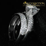 Elegant Wedding Ring Set Solid 925 Silver Simulated Diamonds Rings