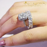 Solid 925 Silver Wedding Ring Set Rings