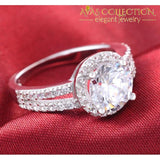 Real 925 Sterling Silver Halo Engagement Ring Simulated Diamonds Rings