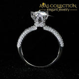 Real Solid  925 Sterling Silver/ 14k Rose Gold Wedding Ring Set  Simulated Diamonds - Avas Collection