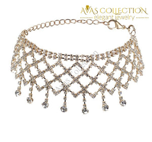 Multi Layer Tassel Rhinestone Choker Necklace - Avas Collection